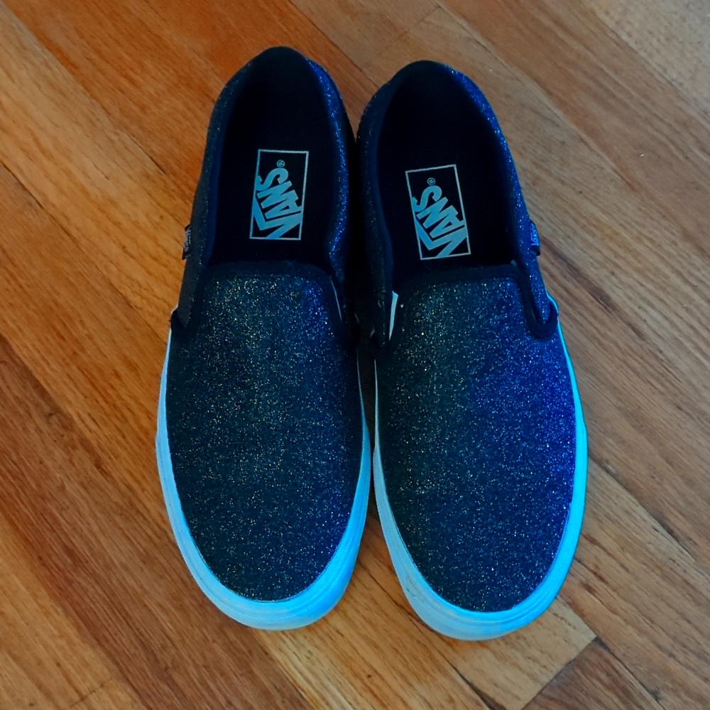 Vans Black Glitter Slip-on's